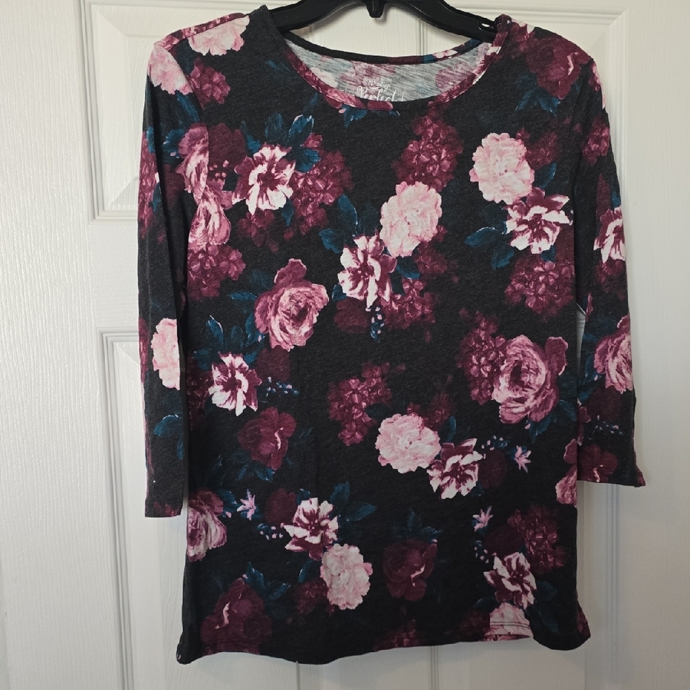 Como Vintage Fitted Blouse Black and Pink